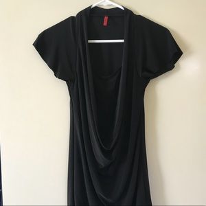 Black cowl neck banded dress